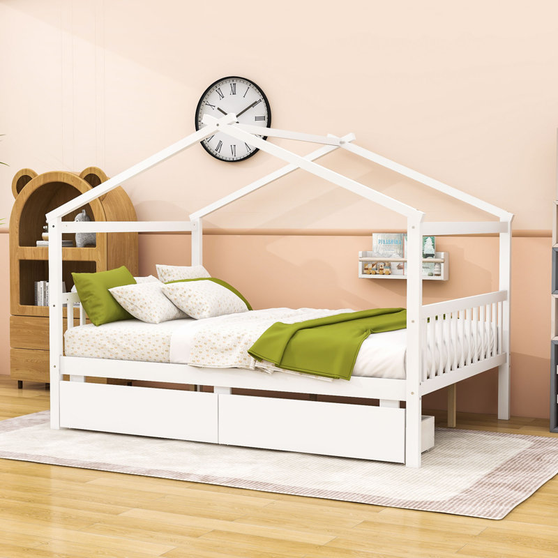 Souris Wood Daybed with 2 Big Drawers, Full, White