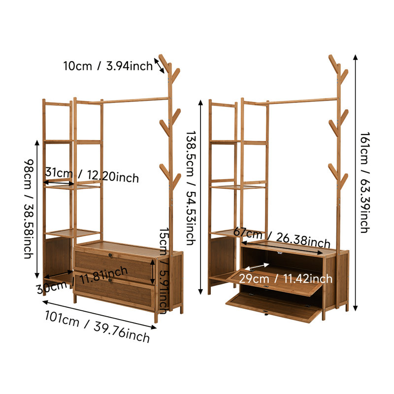 101cm Clothing Rack, Brown