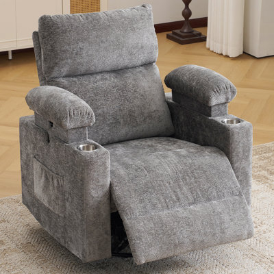 Power Swivel Recliner Chairs With Adjustable Headrest And Armrests, Featuring Massage And Heating Functions