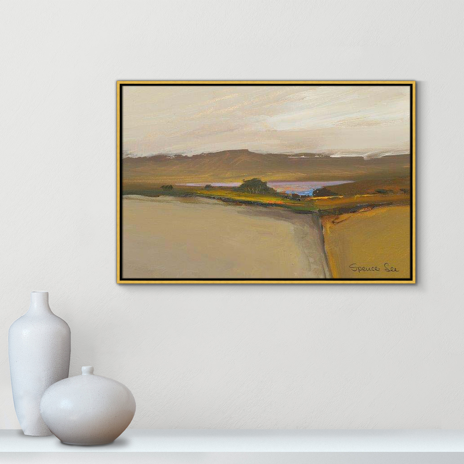 Mack "Heaven and Earth IV" Print, 25.5'' H x 37.5'' W x 2'' D, Gold Framed