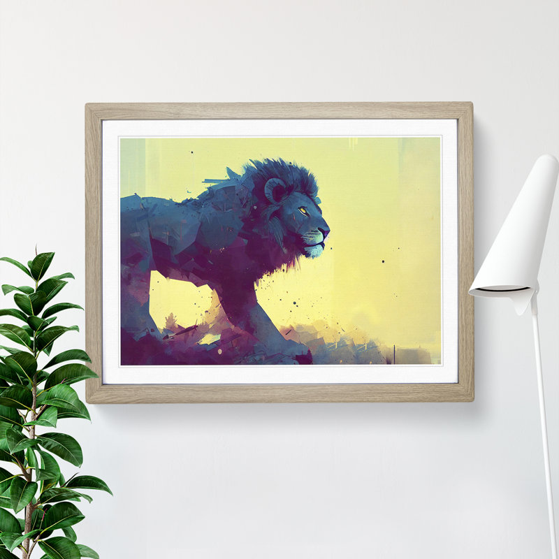 Lion Vol.4 Abstract - Single Picture Frame Print, 34cm H x 46cm W, Grey