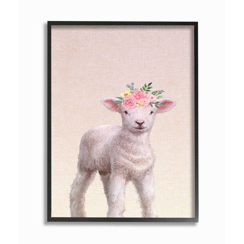 «Baby Lamb Lamb» par Ziwei Li, reproduction graphique, H 30 po x l 24 po, Giclée encadrée noir minuit