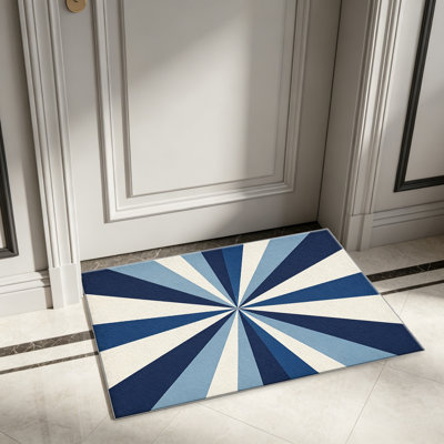 Tapis rétro Sunburst Blue pour le salon, doux et confortable, convient à toutes les saisons, facile à entretenir, tapis de sol intérieur lavable à la machine, sous la table de ferme convenant à la chambre à coucher, à la salle à manger, au bureau, au patio, au balcon, à la décoration intérieure
