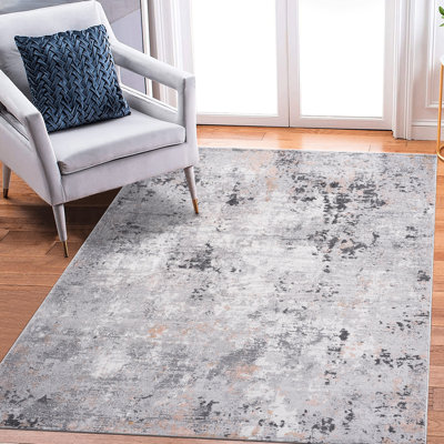 Métier à tisser et tapis 5X7 gris / multicolore abstrait - sans perte de teinture, teinture pour salon, chambre de bureau à domicile, dortoir