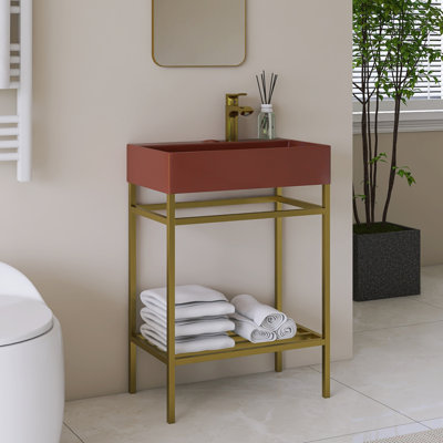 Meuble-lavabo simple autoportant 24 po avec plateau en céramique intégré