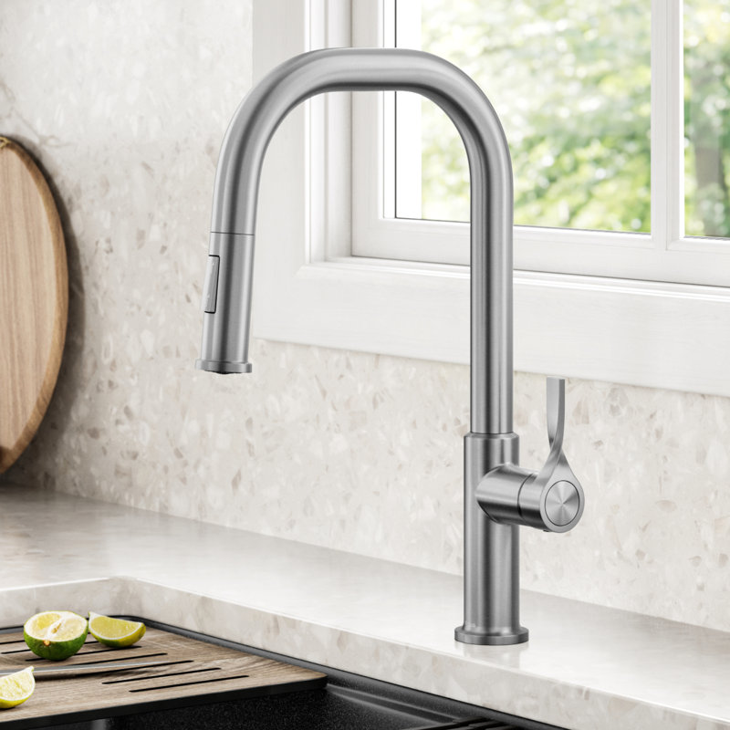 Kraus Torak 2-Function Single Handle Pull Down Kitchen Faucet, Stainless Steel