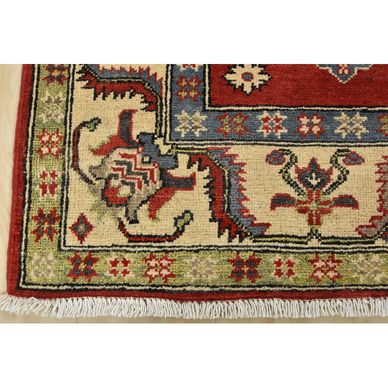 Tapis rouge en laine 5 pi 7 po x 7 pi 9 po One-of-a-Kind