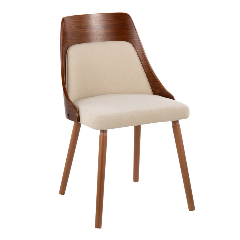 Aurika Side Chairs with Tapered Wood Legs, Cream Fabric, Walnut