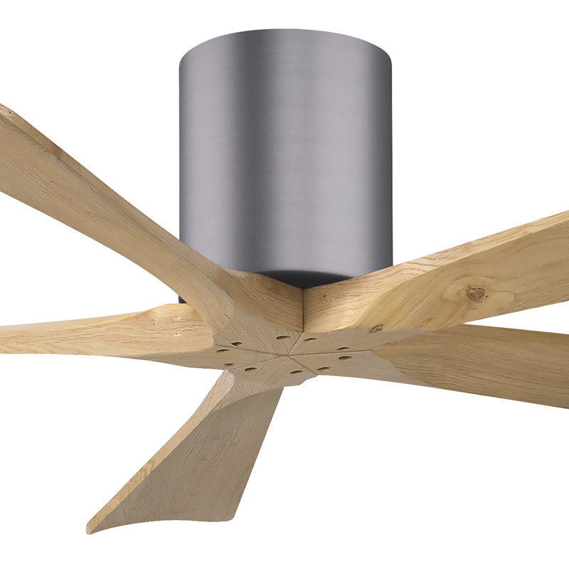 60" Irene 5-Blade Hugger Ceiling Fan with Wall Remote, Textured Bronze, 52", Light Maple Tone