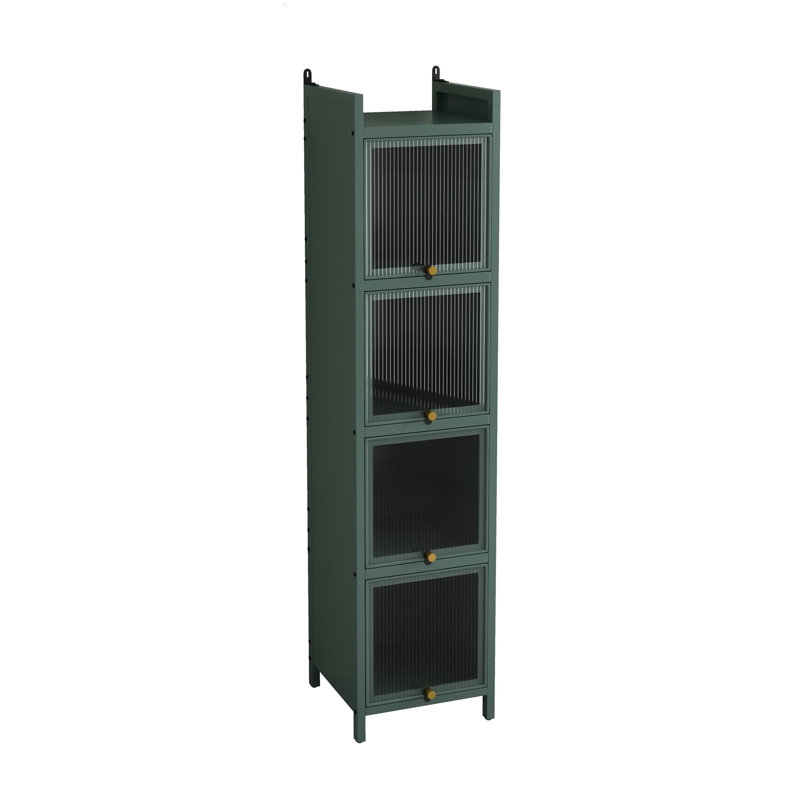Armoire de porte moderne en verre à quatre niveaux avec rangement à cinq niveaux, pour le hall d'entrée, la salle de bain et la salle à manger