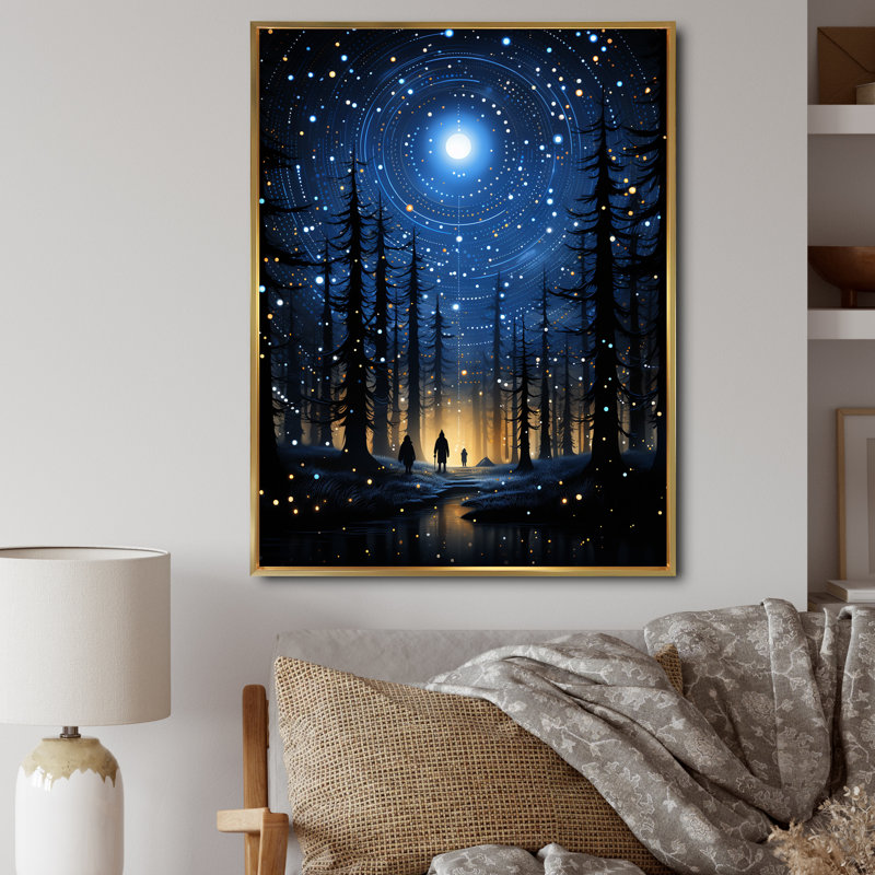 «Alaincourt Native Art Blue Celestial Guardians II», reproduction, H 20 po x l 12 po x P 1 po, Cadre flottant doré