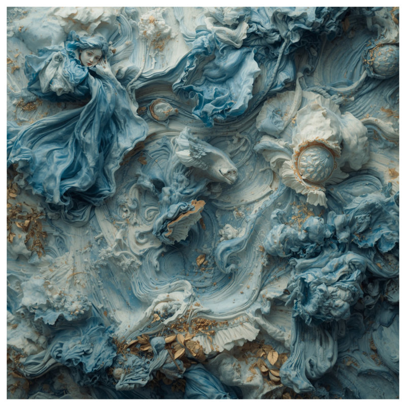 Tapisserie murale «Blue», H 50 po x l 60 po avec 4 œillets