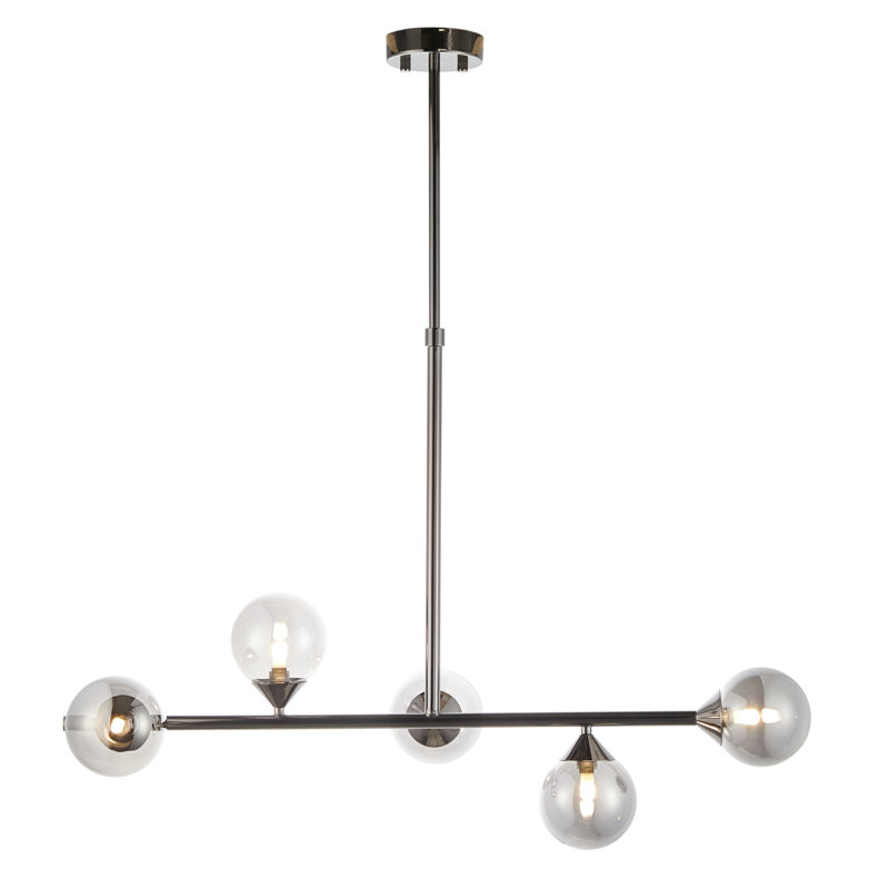 Bendeguz Wangara 5-Light Unique Chandelier, Black Chrome, Smoked Mirrored Glass