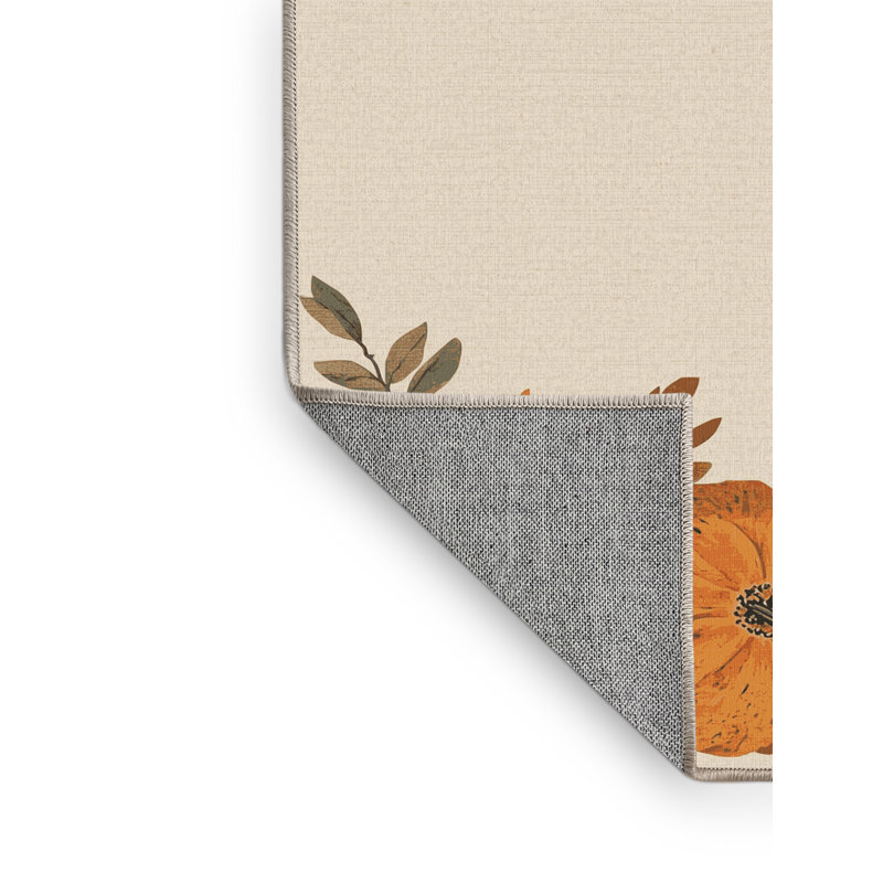 Tapis abstrait moderne et contemporain lavable à la machine Merrionette Halloween - reliure beige, 3 X 5