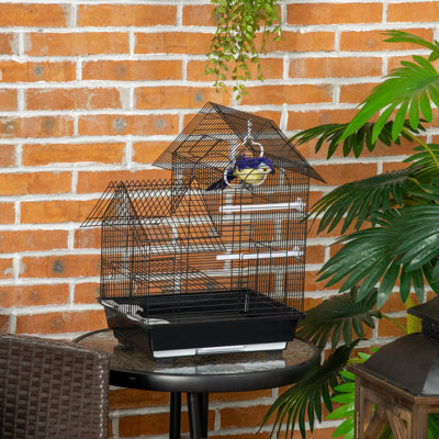 Johana 47 cm Steel Pointed Top Table Top Bird Cage with Wheels with Stand with Perch with Tray