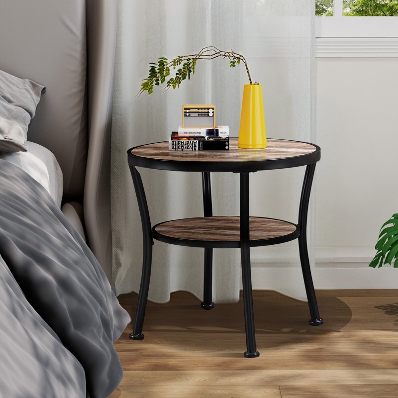 Aderes Side Table with Storage, Brown/Black