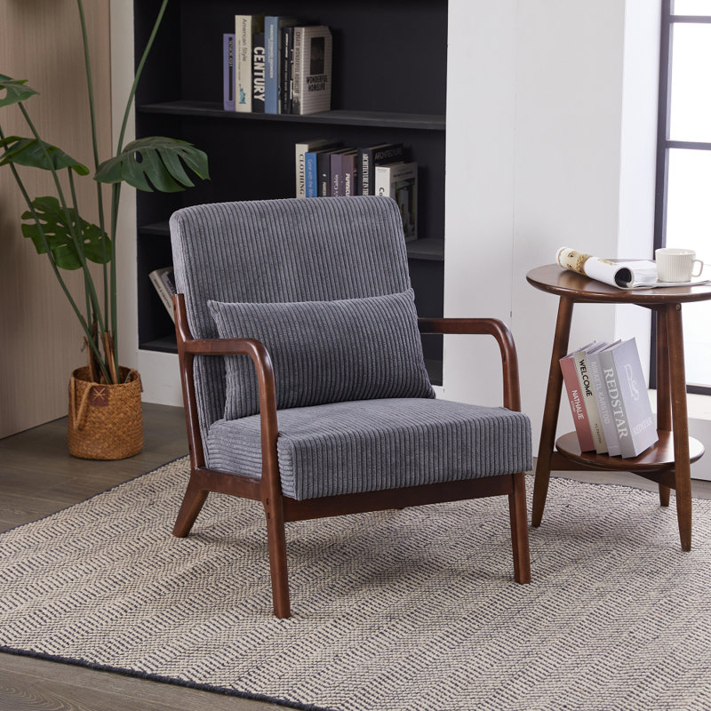 Chaise avec accoudoirs Mid-Century Modern, Gris foncé