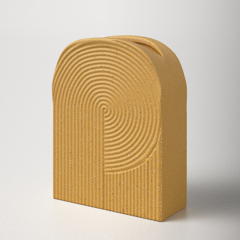 6.75'' Matte Yellow Ceramic Sculptural Table Vase