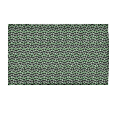 Tapis à chevrons ondulés vert/brun foncé