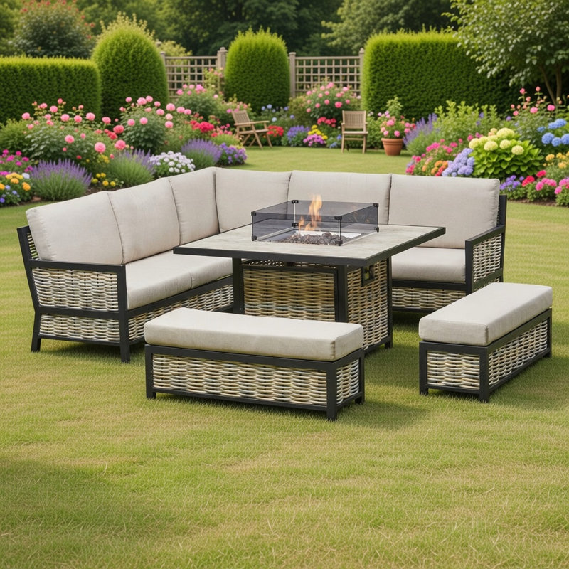 Aluminium Garden Furniture Dining Set 5 Seater