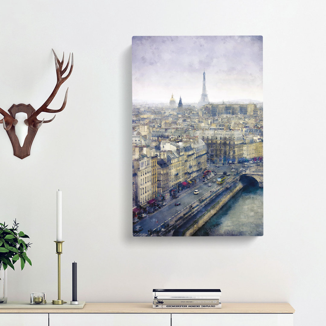 View Of The Eiffel Tower In Paris France - Wrapped Canvas