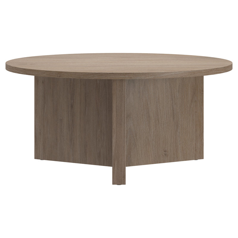 Anders 36" Wide Round Coffee Table in Antiqued Gray Oak, Antiqued Gray Oak, 17'' H X 36'' W X 36'' D