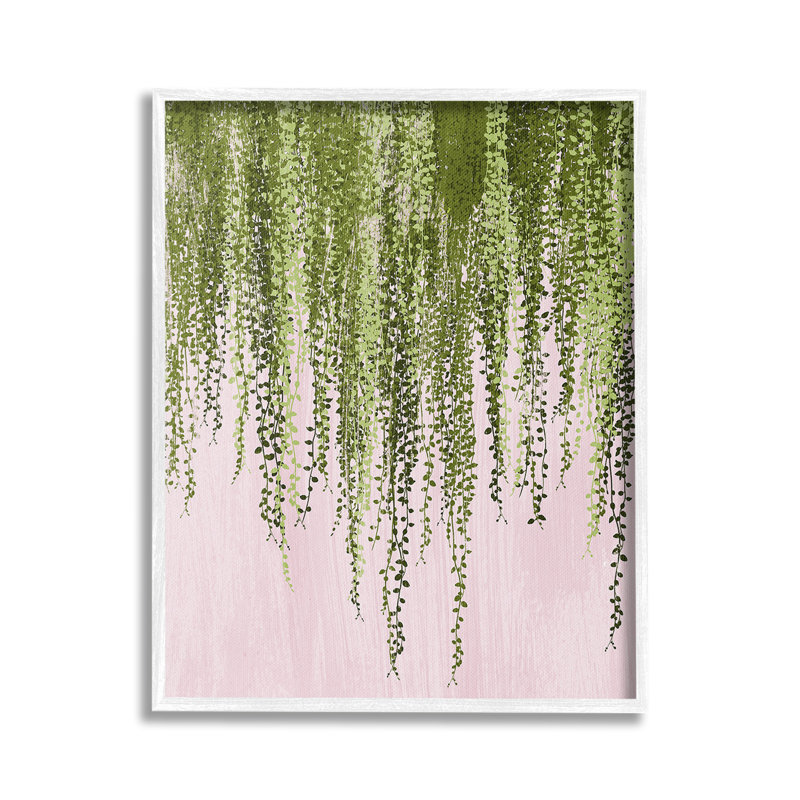 Saule, feuilles, rose, estampe numérique, art, Giclée encadrée blanc bord de mer, H 30 po x l 24 po