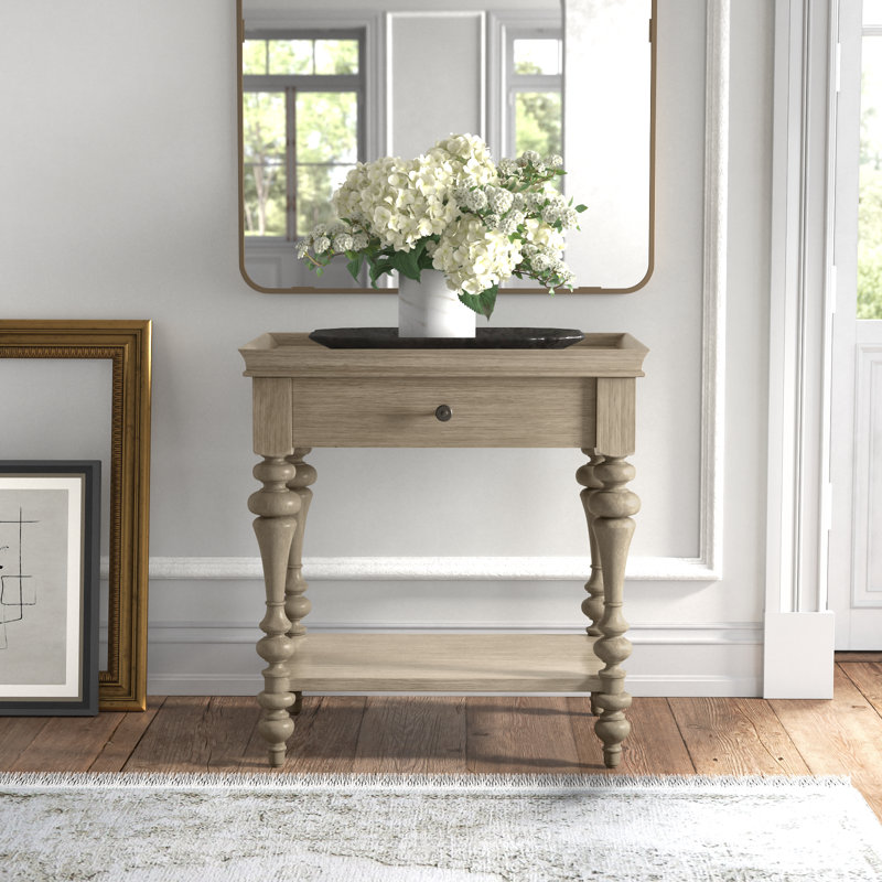 Table de chevet 1 tiroir Krouse, Acacia ensoleillé avec plateau en bois