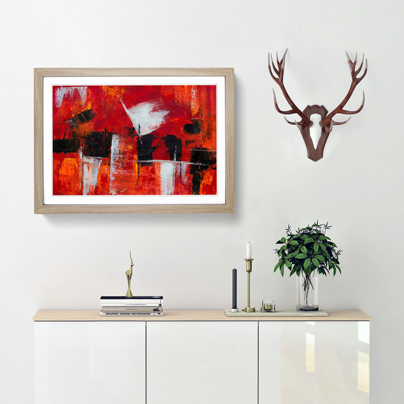 Abstract Art Painting Vol.263 by S.Johnson - Picture Frame Painting Print, Oak Framed, 36cm H x 48cm W x 2cm D