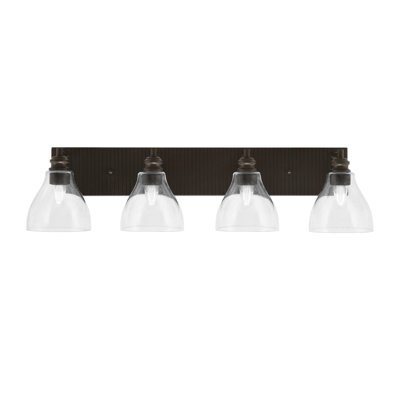 Barre d'éclairage de salle de bain 4 lumières Edge avec verre à bulles transparent 6,25 po