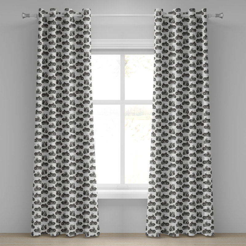 Rideaux décoratifs pour fenêtre à 2 panneaux avec œillets Dakota Fields, 50 po, gris, blanc, noir, L 50 po x L 108 po