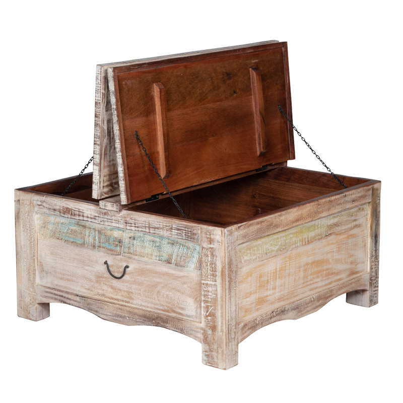 Barbagallo Solid Wood Single Coffee Table, White Washed
