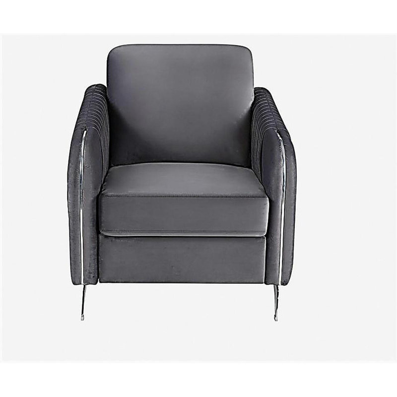 Fauteuil d'appoint moderne chic en velours gris Hadriano