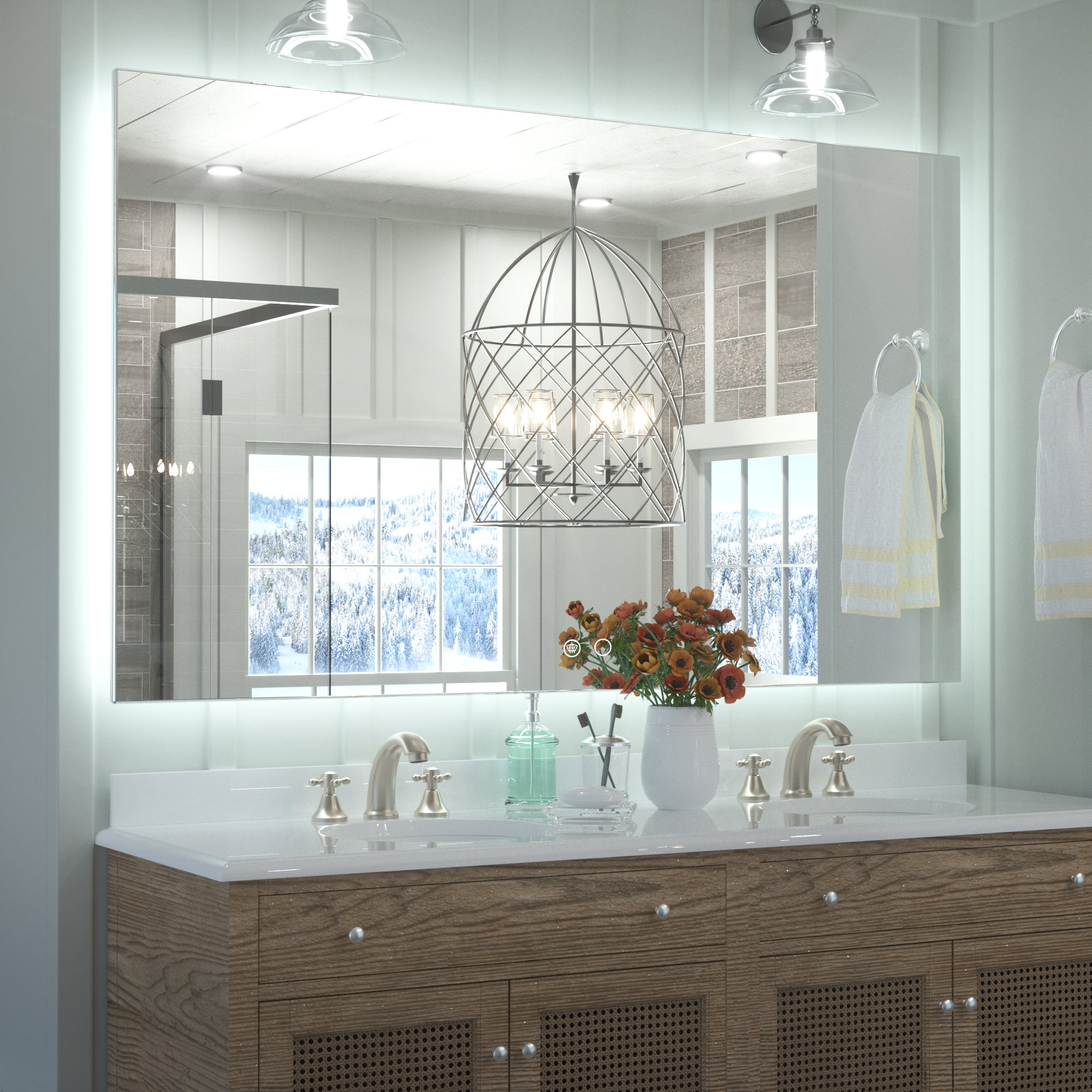 Wrought Studio LED Backlit Lighted Bathroom Vanity Mirror/Wall Mirror ...