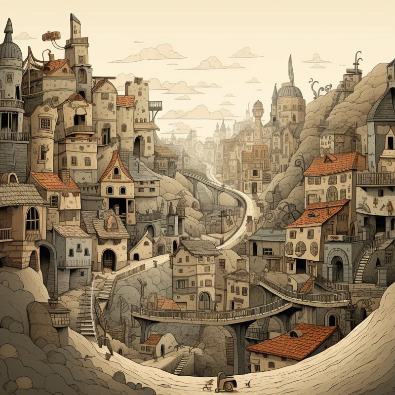Intricate town hall - 36"x36" Framed canvas
