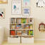 Organisateur de rangement de jouets durable avec 2 tiroirs mobiles, une bibliothèque à 7 tablettes et 2 crochets pour la chambre d'enfant, la chambre de bébé et la salle de jeux