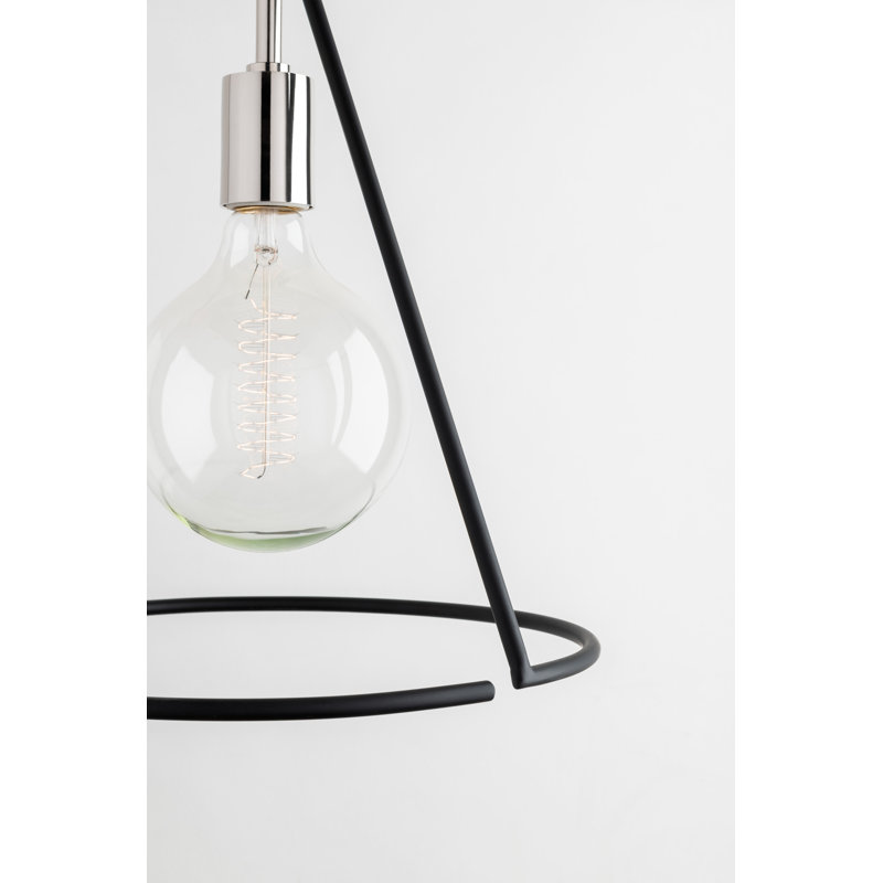 Luminaire suspendu unique à 1 lumière Dana, Nickel poli / Noir
