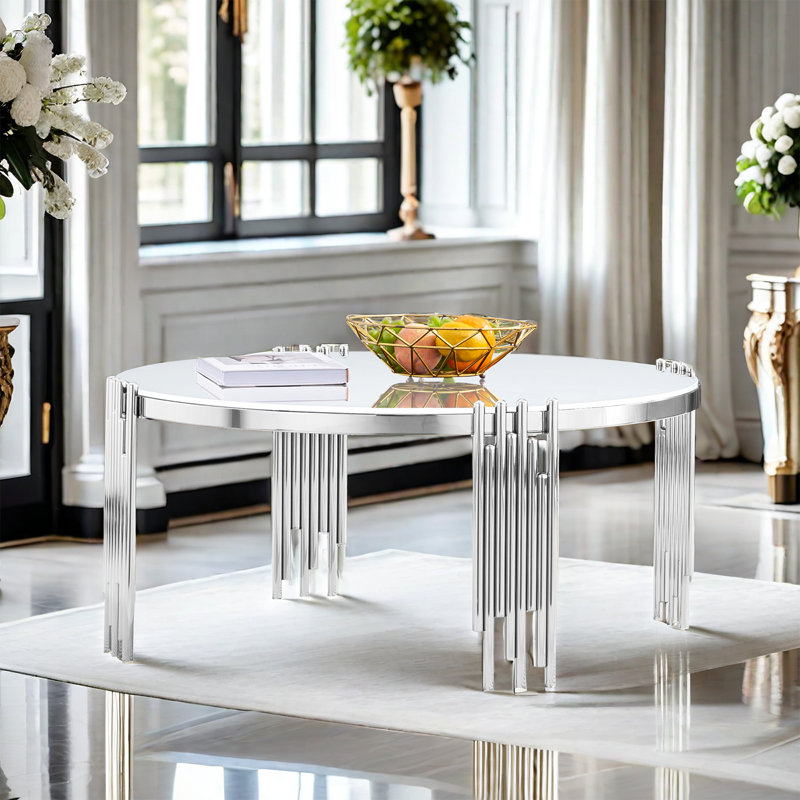 Table basse simple Deavon, Blanc, Argent