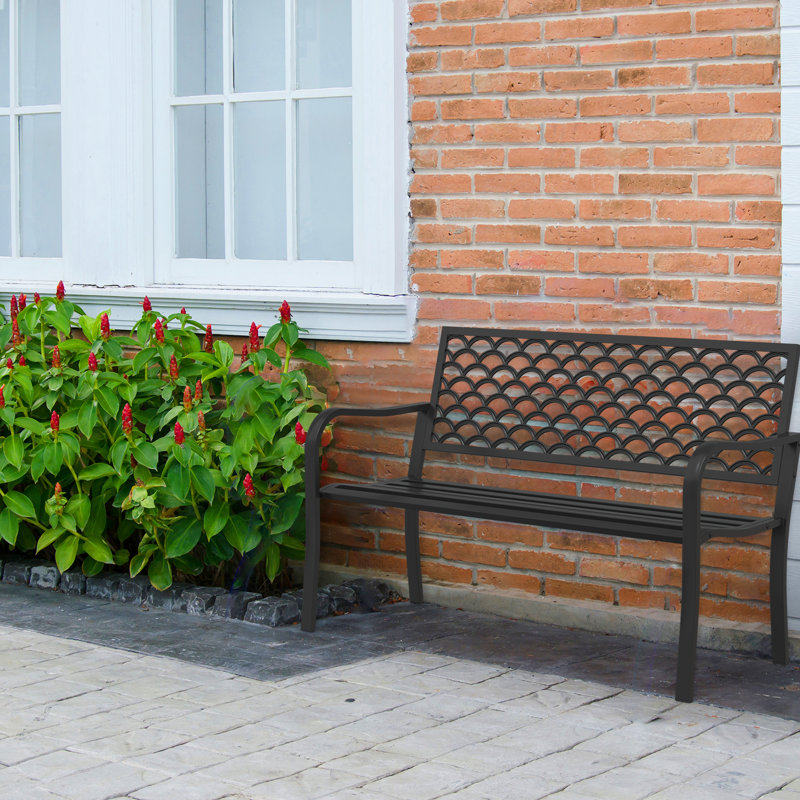Banc d'extérieur classique avec motif de vagues, Noir, noir, noir, noir