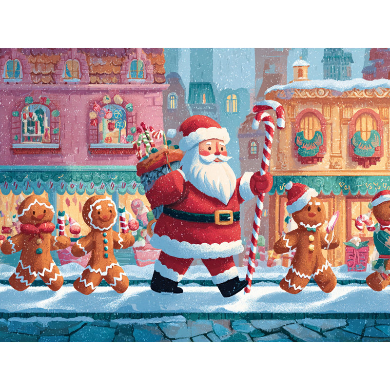 Père Noël à la grange rouge avec des animaux de ferme, toile tendue