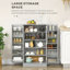 Armoire de rangement de 72,5 po, armoire de cuisine autoportante avec 4 portes et tablettes réglables pour la salle à manger