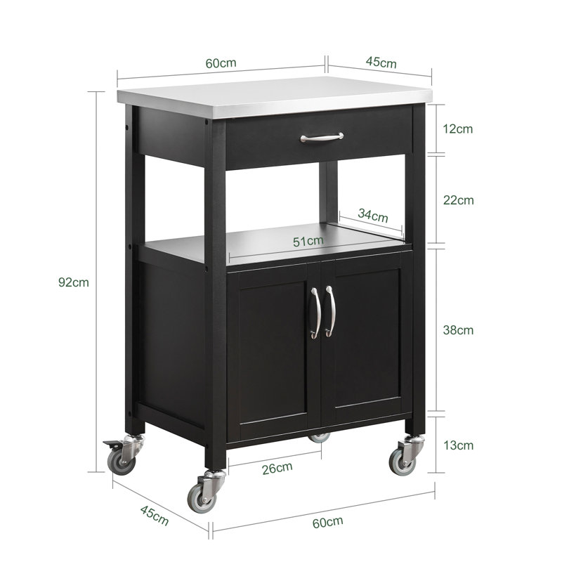 Enevold 60 cm W Kitchen Cart with, Black
