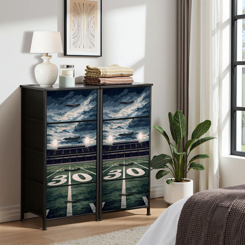 4 Drawer Dresser for Bedroom, Narrow Chest of Drawers, Wooden Top and Study Iron Frame 18"x37.5"-(WxH)