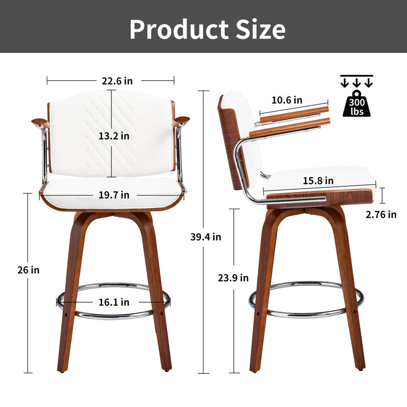 Tabourets de bar pivotants, Blanc