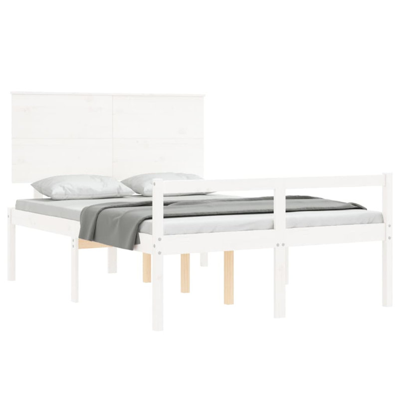 Bed Frame with Headboard, White, European Double (140 x 200cm)