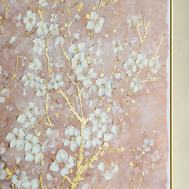 Hand-Painted Cherry Blossom Canvas Art with