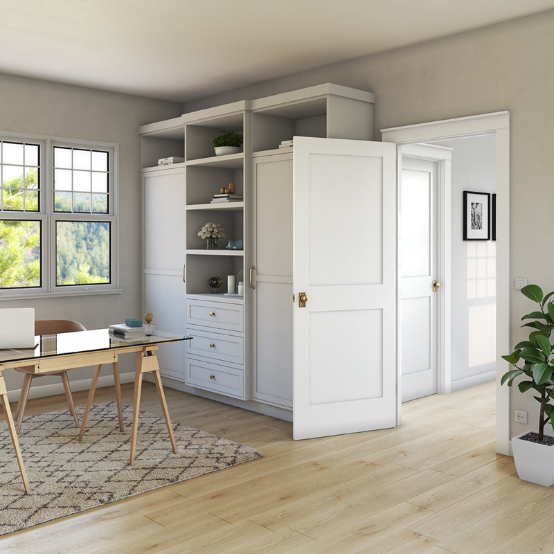 White Primed Solid Pine 2-Panel Interior Slab Door