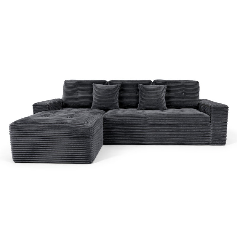 Canapé modulaire Boneless, Velours gris velours