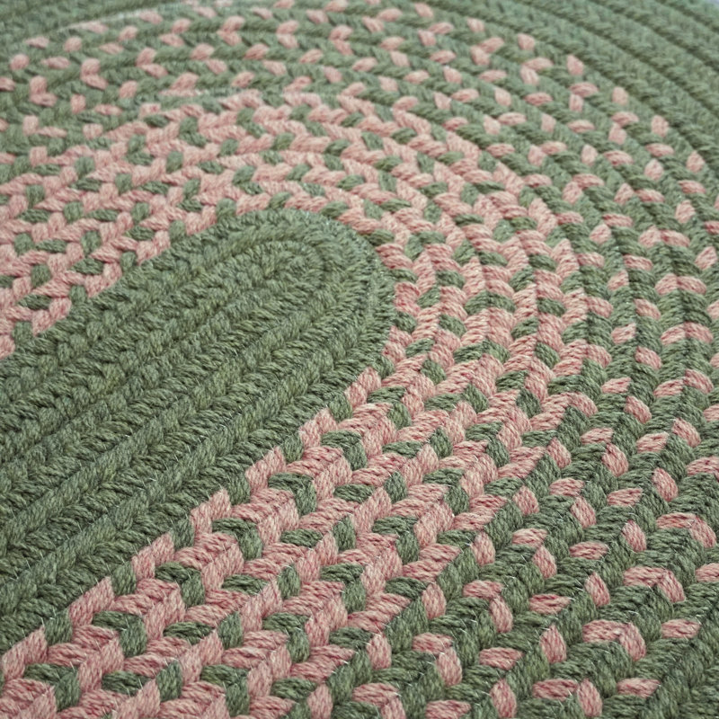 Tapis vert tressé en mélange de laine Amalthea, Rond 9 pi