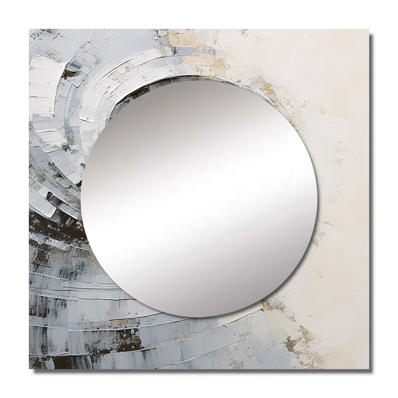 Miroir mural blanc et gris, 36 po x 36 po
